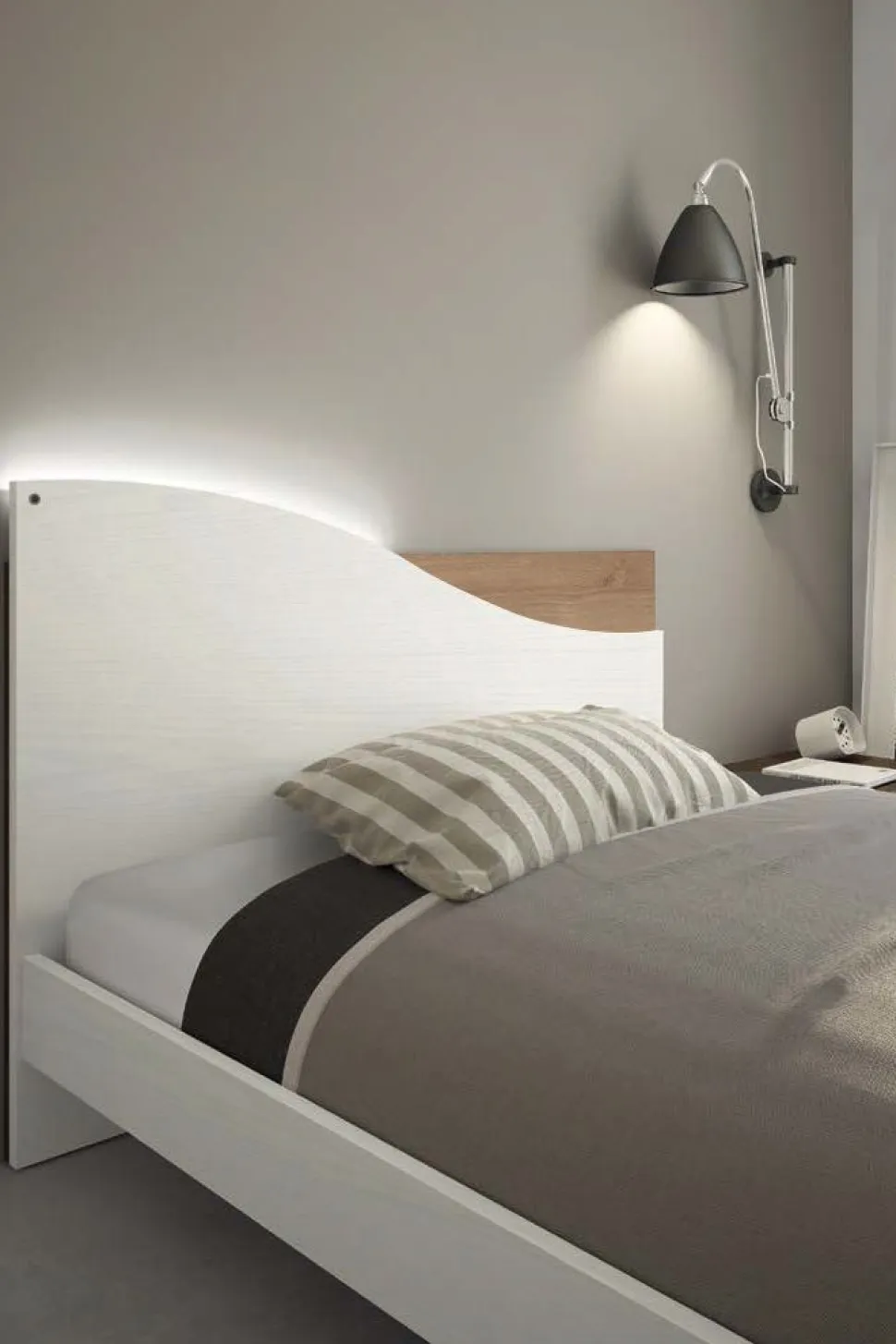 Letto a Una Piazza e Mezza Rise - Colori, Finiture e sistema Contenitore Opzionale