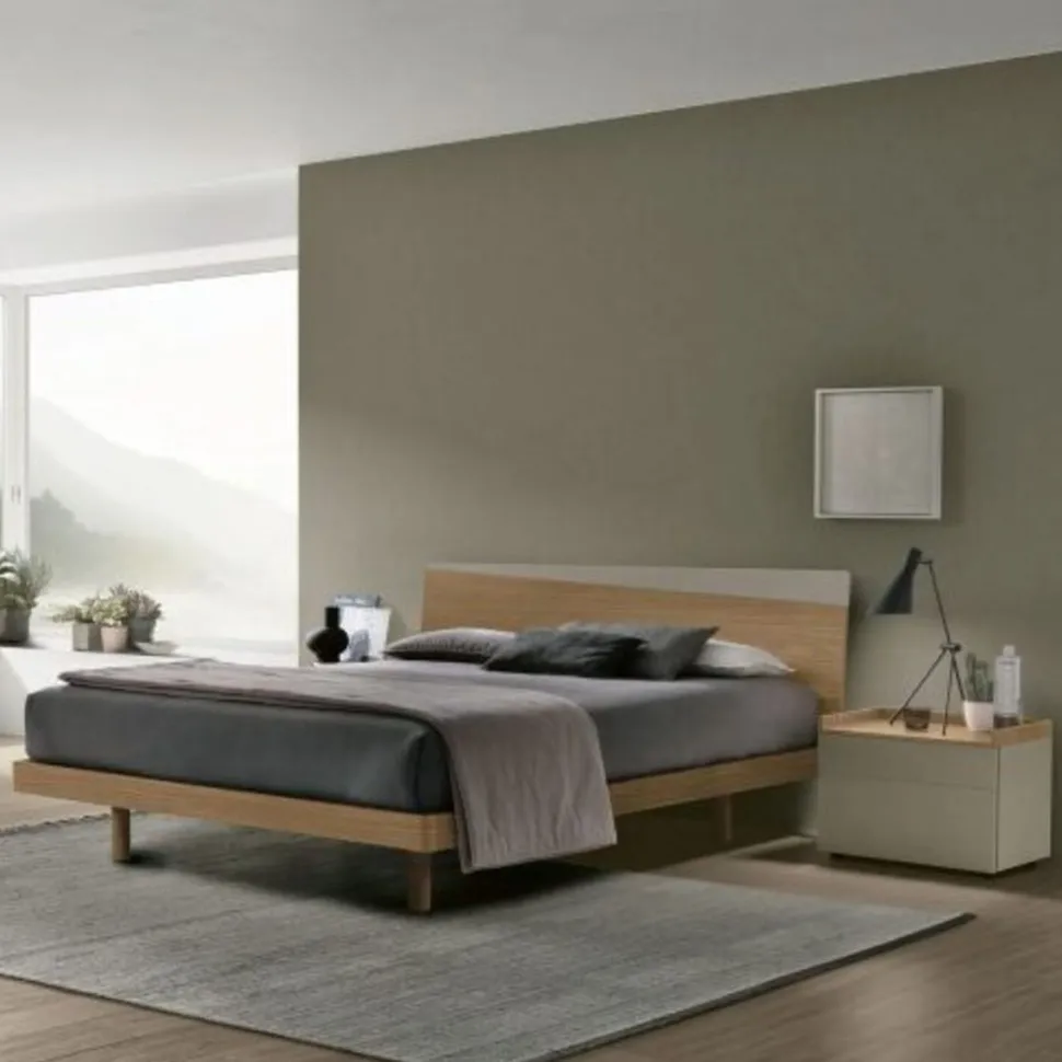 Letto con inserto colorato sulla testiera matrimoniale Robert disponibile in 2 misure e vari colori