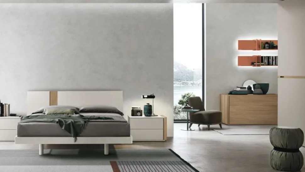 Letto con inserto testiera matrimoniale Tabita disponibile in 2 misure vari colori