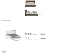 Letto contenitore con testiera curva e giroletto imbottito matrimoniale Ronald disponibile in 2 misure e vari colori