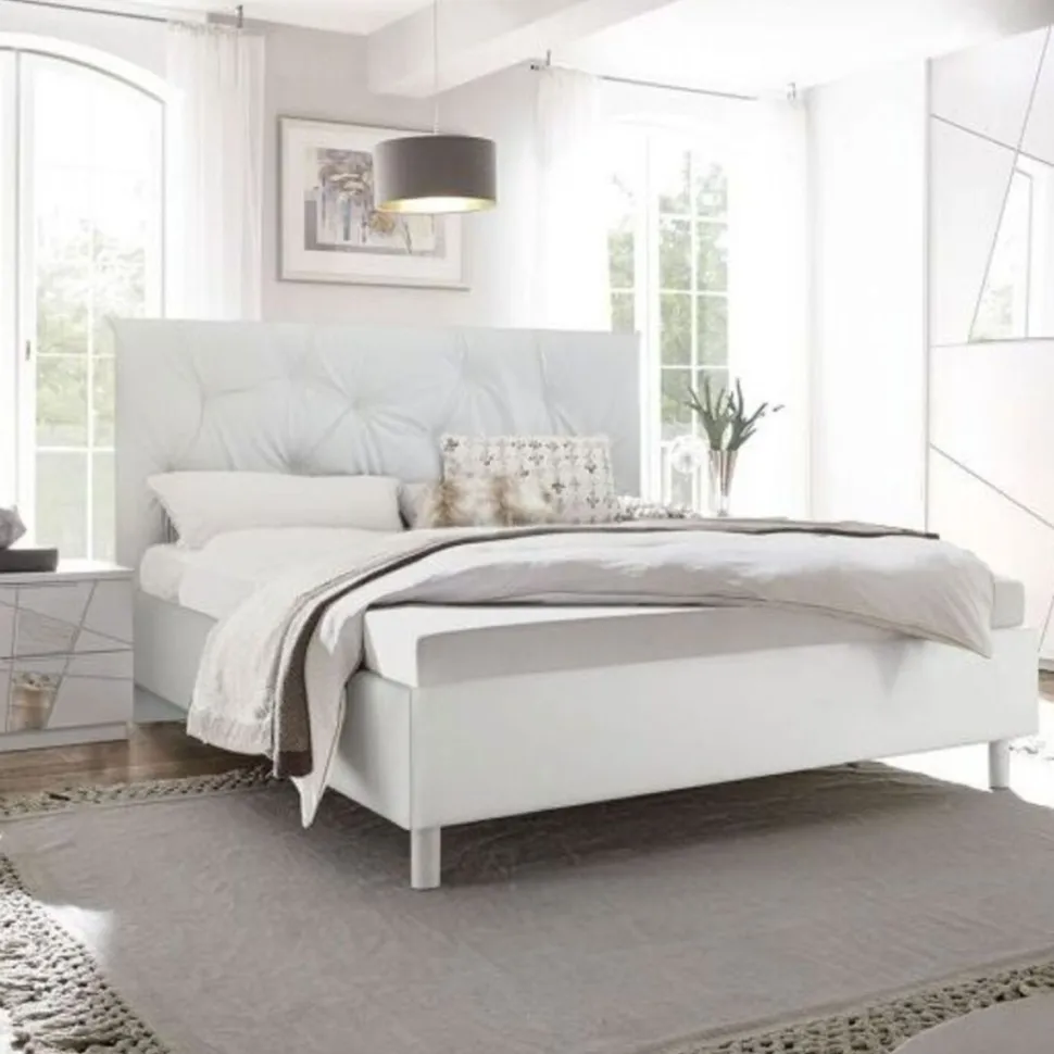Letto contenitore matrimoniale Bianco Frassino Vittoria linea Essenza
