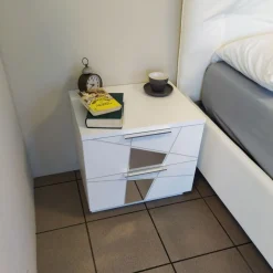 Letto contenitore matrimoniale Bianco Frassino Vittoria linea Essenza