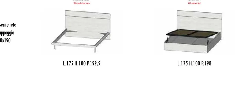 Letto contenitore matrimoniale Flip linea Fly