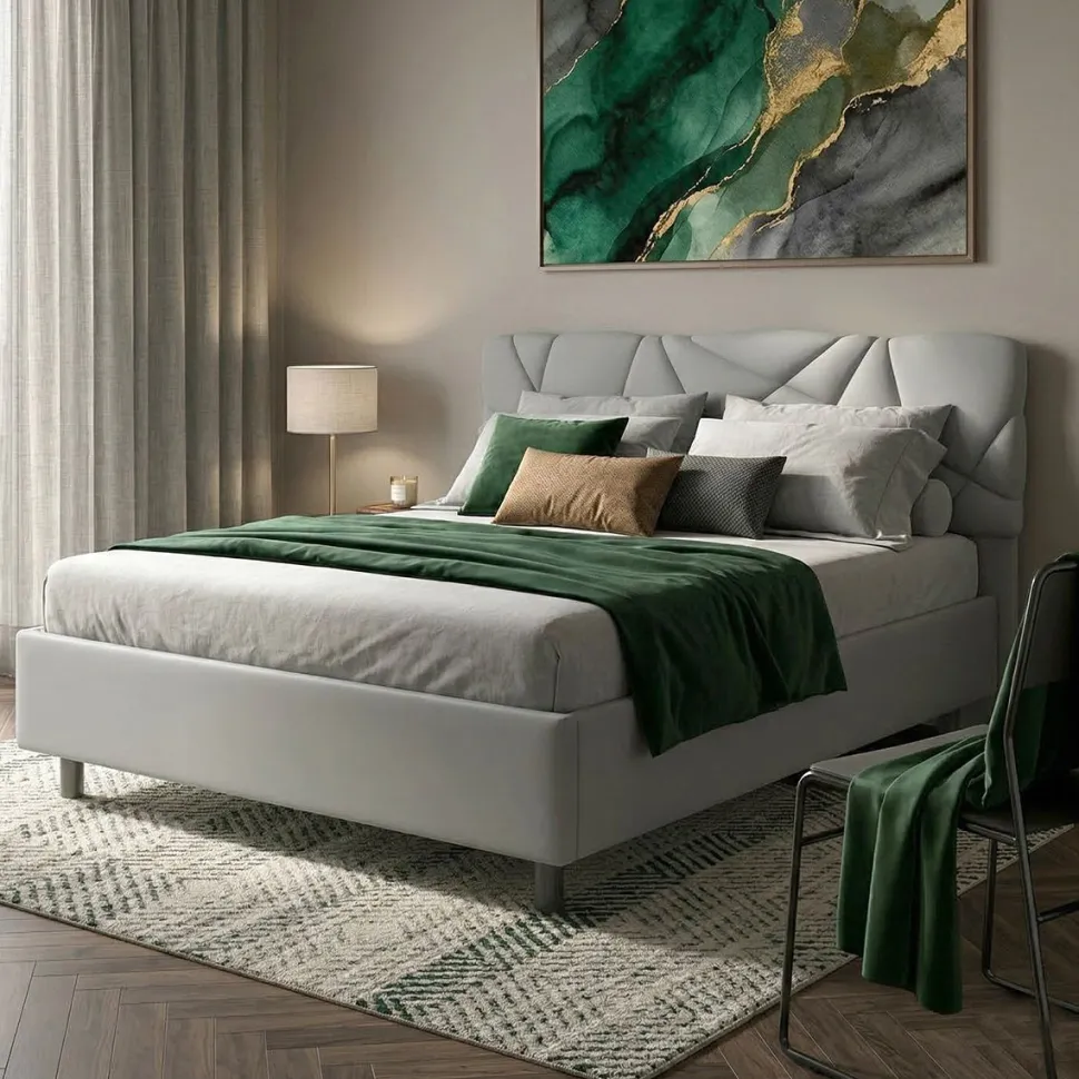 Letto contenitore matrimoniale Pop in Lycra disponibile in 4 colori