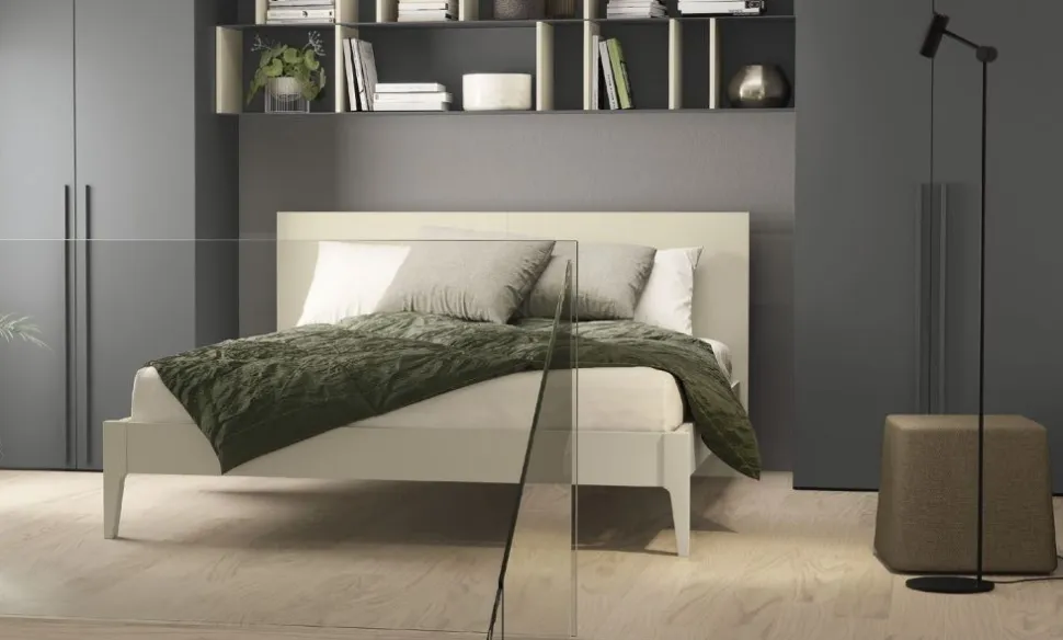 Letto contenitore matrimoniale con alloggiamento posteriore modello Teseo linea Lotto