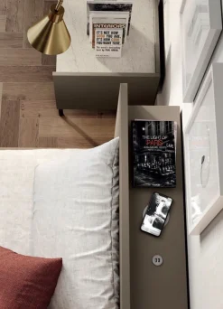 Letto contenitore matrimoniale con alloggiamento posteriore modello Teseo linea Lotto