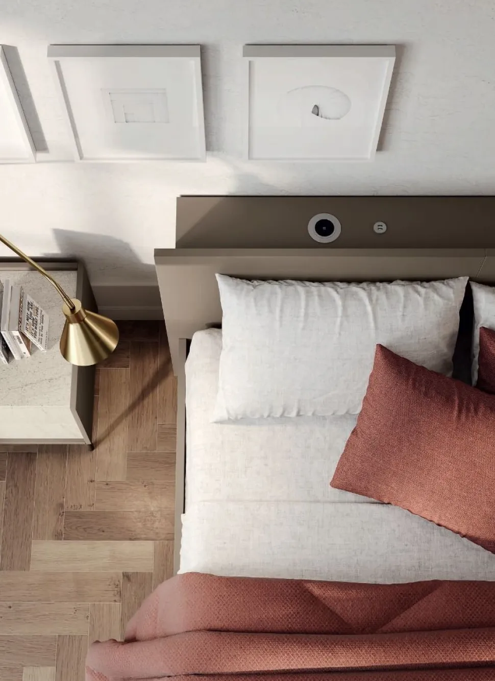 Letto contenitore matrimoniale con alloggiamento posteriore modello Teseo linea Lotto