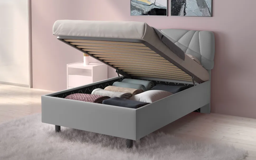 Letto contenitore Pop una piazza e mezza in Lycra disponibile in 6 colori