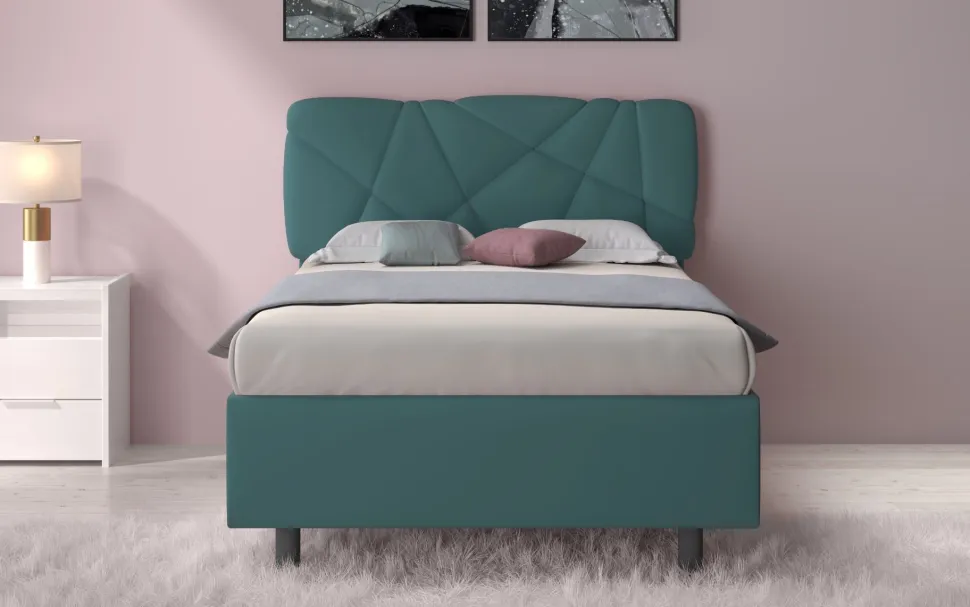 Letto contenitore Pop una piazza e mezza in Lycra disponibile in 6 colori