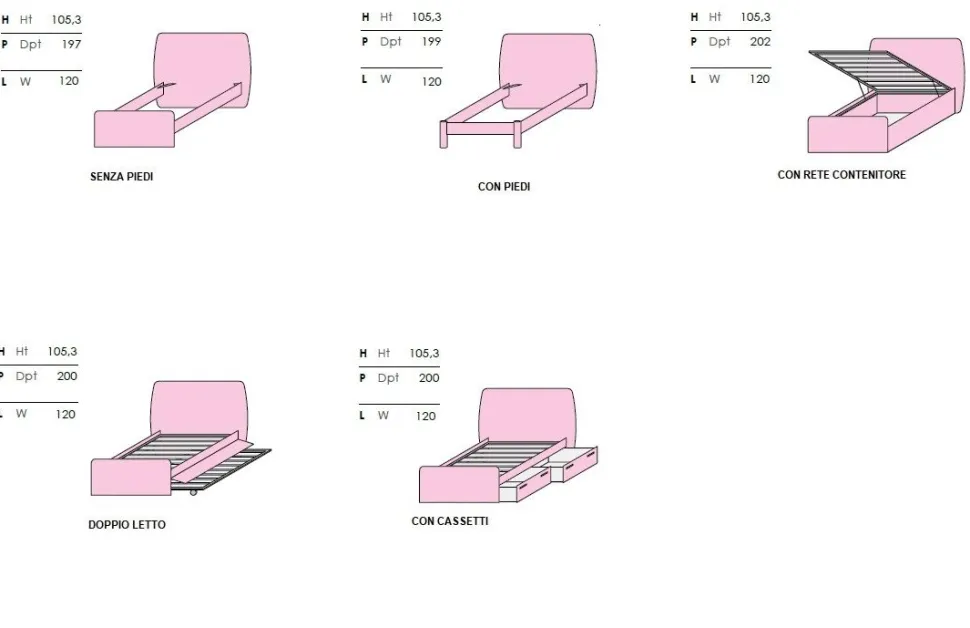 Letto contenitore singolo multifunzionale Lay disponibile in 5 varianti e 13 colorazioni