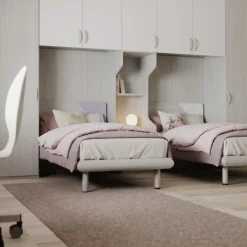Letto contenitore una piazza e mezzo Susan linea Fly con inserti colorati