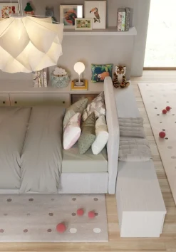 Letto contenitore una piazza e mezzo Darwin linea Sitter imbottito in tessuto sfoderabile