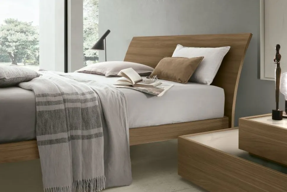 Letto con testiera curva matrimoniale Natan disponibile in 2 misure vari colori