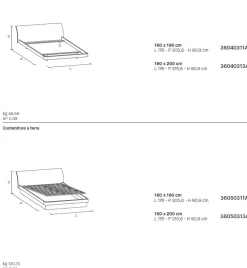 Letto con testiera curva matrimoniale Natan disponibile in 2 misure vari colori