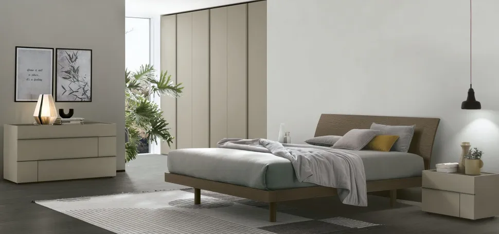 Letto con testiera curva matrimoniale Natan disponibile in 2 misure vari colori