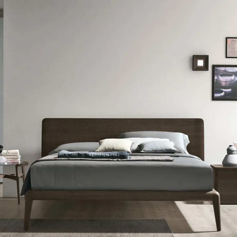Letto con testiera curva matrimoniale Ronald disponibile in 2 misure e vari colori