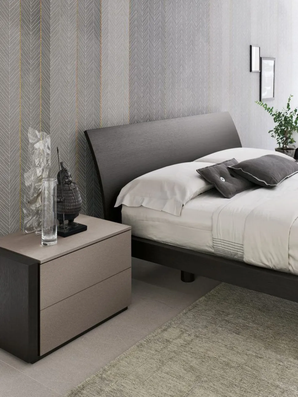 Letto con testiera curva matrimoniale Cleopatra disponibile in 2 misure e vari colori