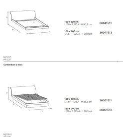 Letto con testiera curva matrimoniale Cleopatra disponibile in 2 misure e vari colori