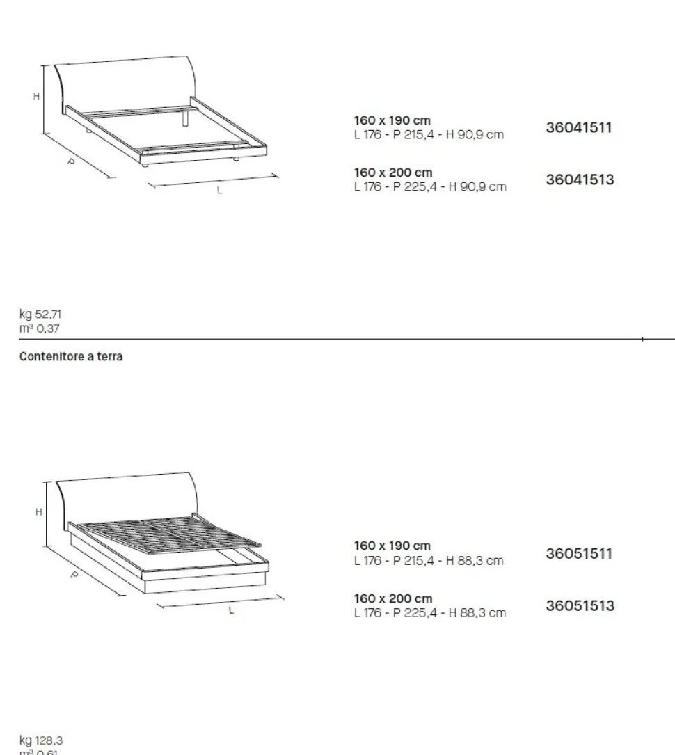 Letto con testiera curva matrimoniale Cleopatra disponibile in 2 misure e vari colori