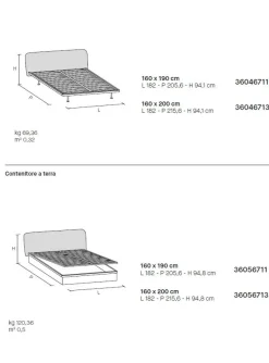 Letto con testiera imbottita matrimoniale Silvia disponibile in 2 misure e vari colori