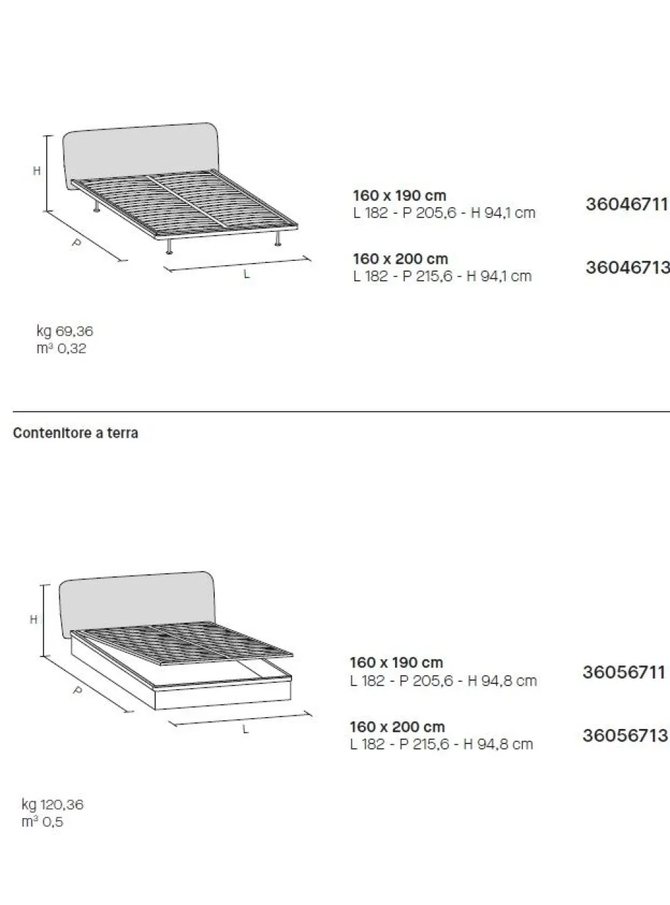 Letto con testiera imbottita matrimoniale Silvia disponibile in 2 misure e vari colori