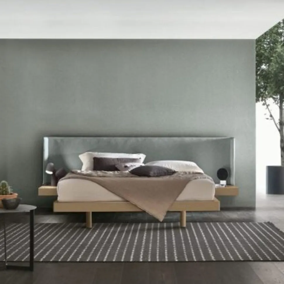 Letto con testiera imbottita e comodini integrati matrimoniale Factory disponibile in 2 misure e vari colori
