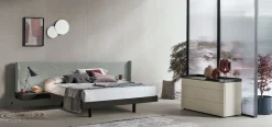 Letto con testiera imbottita e comodini integrati matrimoniale Factory disponibile in 2 misure e vari colori