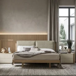 Letto con testiera imbottita a 2 cuscini matrimoniale Nico02 disponibile in 2 misure e vari colori