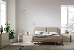 Letto con testiera imbottita a 2 cuscini matrimoniale Nico02 disponibile in 2 misure e vari colori
