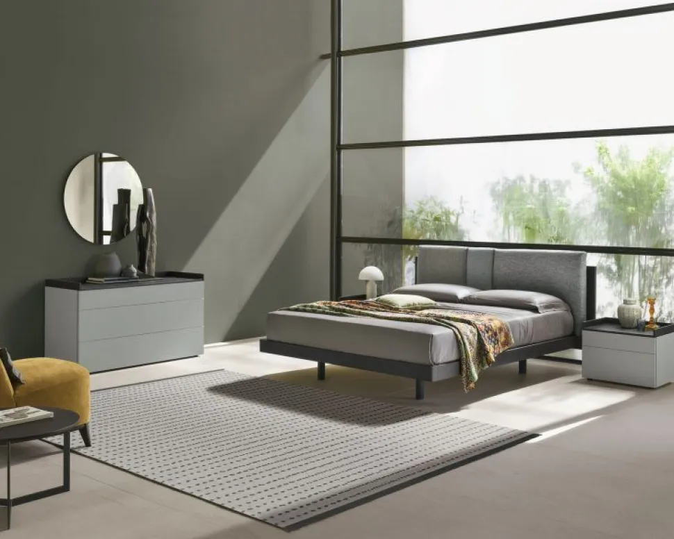 Letto con testiera imbottita a 3 cuscini matrimoniale Nico03 disponibile in 2 misure e vari colori
