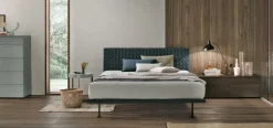 Letto con testiera trapuntata imbottito in tessuto matrimoniale Carla disponibile in 2 misure vari colori