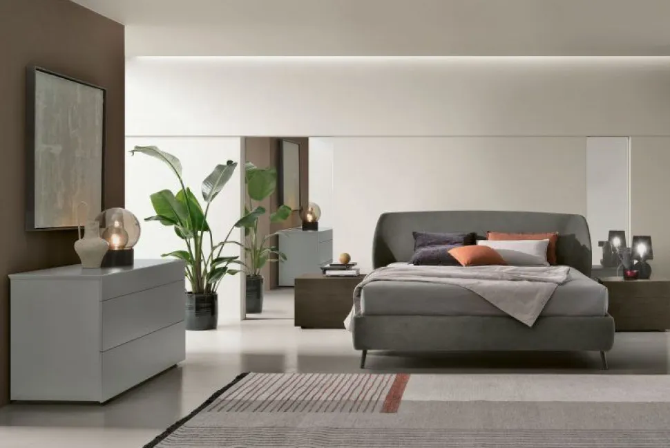 Letto imbottito in tessuto matrimoniale Milano disponibile in 2 misure e vari colori
