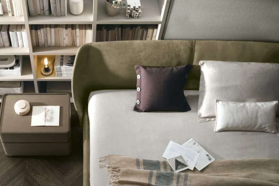 Letto imbottito in tessuto matrimoniale Milano disponibile in 2 misure e vari colori