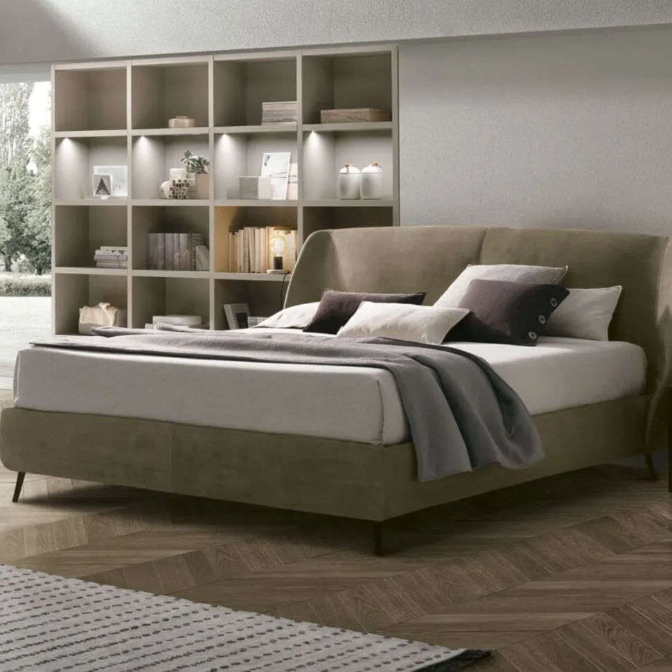 Letto imbottito in tessuto matrimoniale Milano disponibile in 2 misure e vari colori