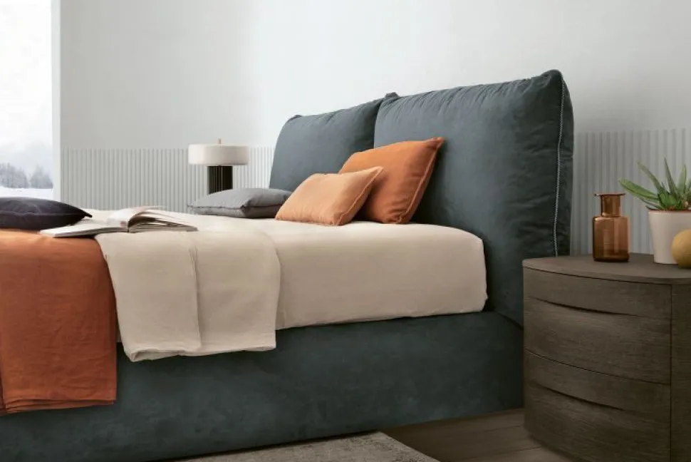 Letto imbottito in tessuto matrimoniale Miriam disponibile in 2 misure vari colori