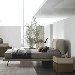 Letto in tessuto imbottito matrimoniale Moon disponibile in 2 misure e vari colori