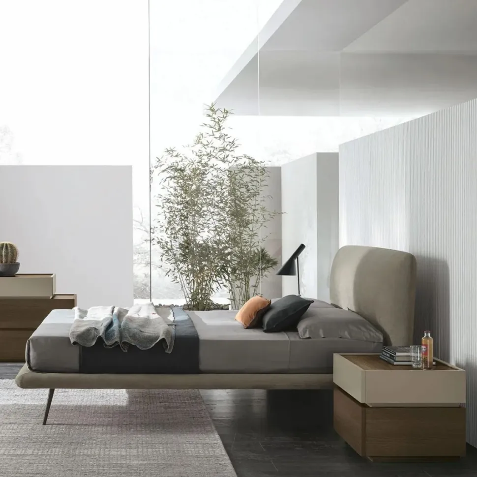 Letto in tessuto imbottito matrimoniale Moon disponibile in 2 misure e vari colori