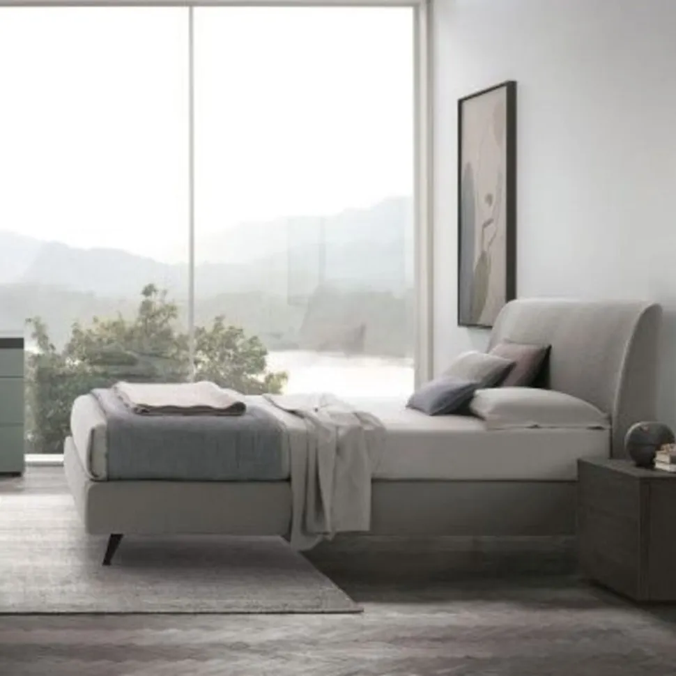 Letto in tessuto imbottito matrimoniale Delia disponibile in 2 misure e vari colori