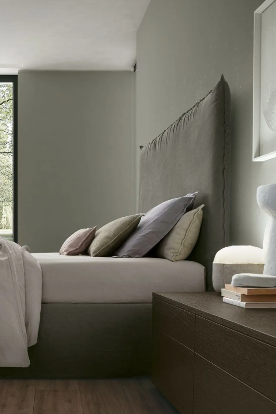 Letto in tessuto imbottito matrimoniale Ares disponibile in 2 misure e vari colori