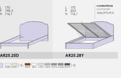 Letto matrimoniale Alì linea Ginevra disponibile in 9 colorazioni