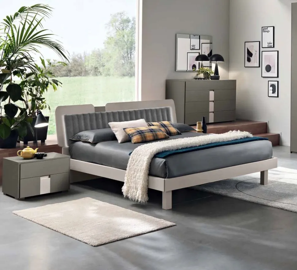 Letto matrimoniale Barcellona linea Domino disponibile in 4 colori