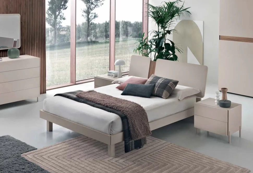 Letto matrimoniale Barcellona linea Domino disponibile in 4 colori