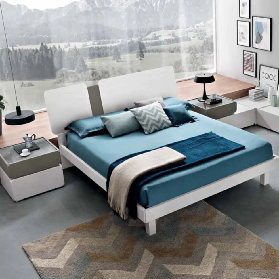 Letto matrimoniale Barcellona linea Domino disponibile in 4 colori