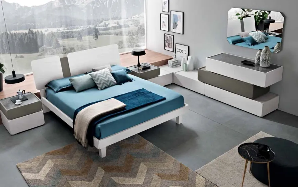 Letto matrimoniale Barcellona linea Domino disponibile in 4 colori