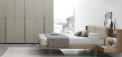 Letto matrimoniale con comodini integrati Yumi disponibile in 2 misure e vari colori