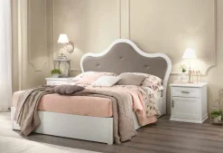 Letto matrimoniale con inserto imbottito in similpelle Classic linea Ginevra disponibile in vari colori