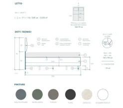 Letto matrimoniale contenitore Denise linea Chérie disponibile in 6 colori