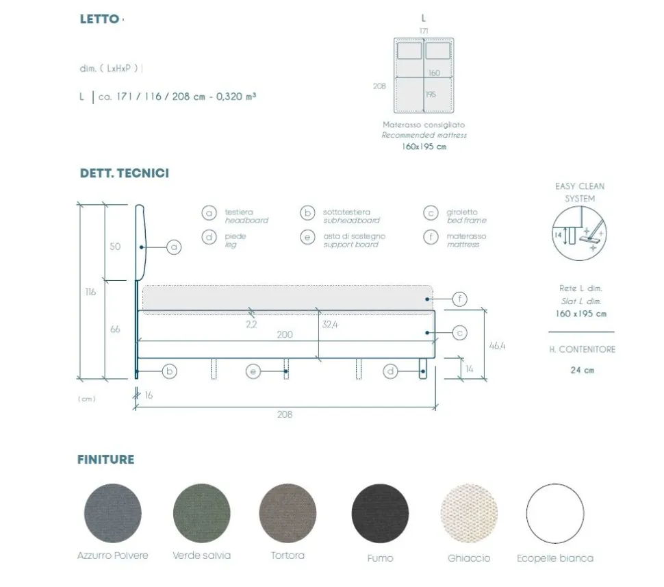 Letto matrimoniale contenitore Denise linea Chérie disponibile in 6 colori