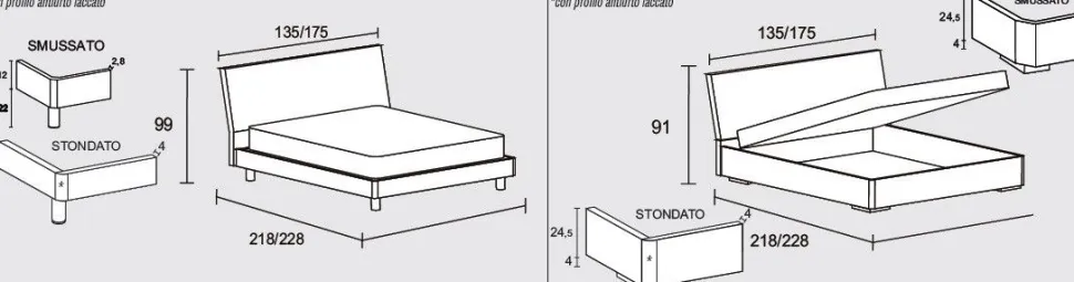 Letto matrimoniale contenitore Cesar linea New Season
