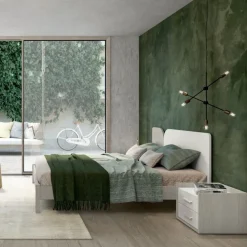 Letto matrimoniale con testiera bicolore sagomata Linus 15 colorazioni